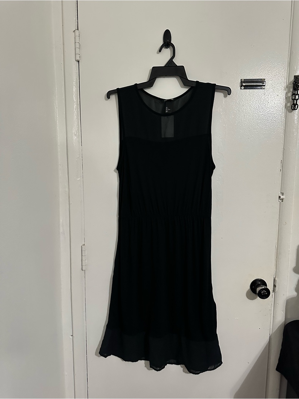 H&M Black Sleeveless Midi Dress with Chiffon Insets